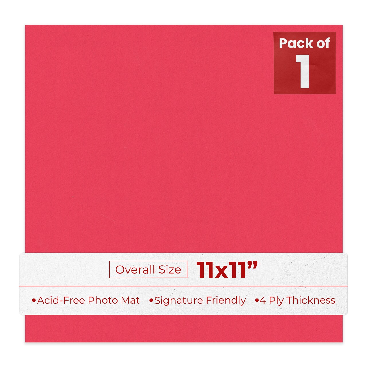 Cardinal Red 11x11 Uncut Mat Board - Blank Sheets, No Opening
